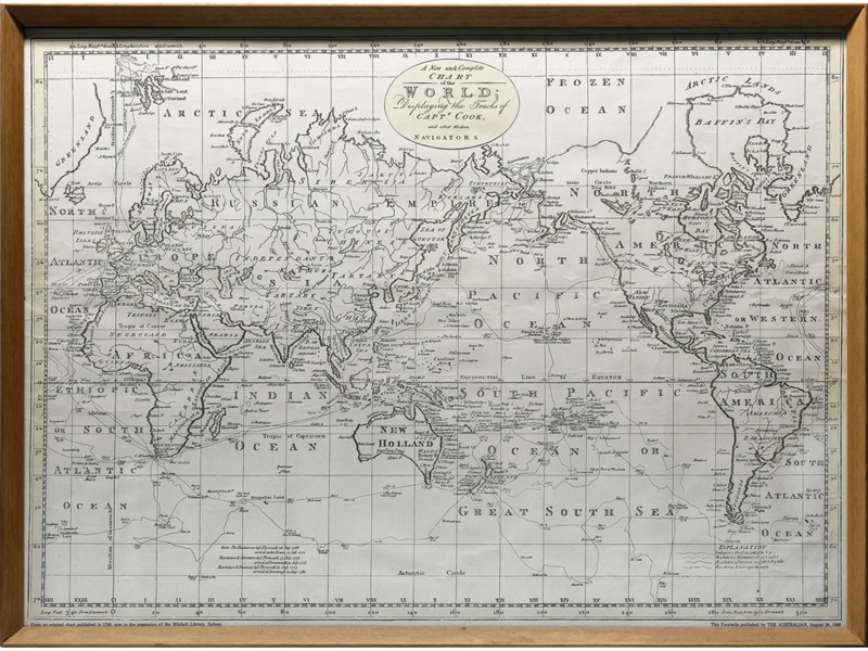 New and Complete Chart of the World Displaying the tracks of Capt Cook ...