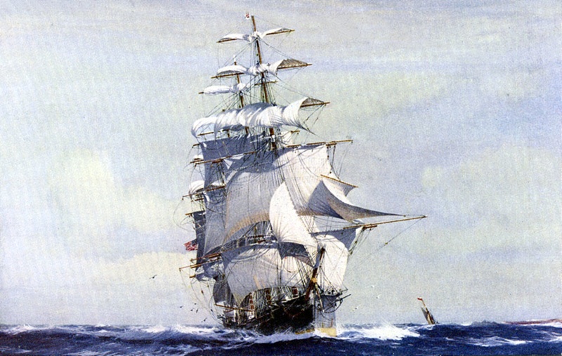 Print of Jack Spurling painting of the clipper ship RED JACKET; P_OM_E