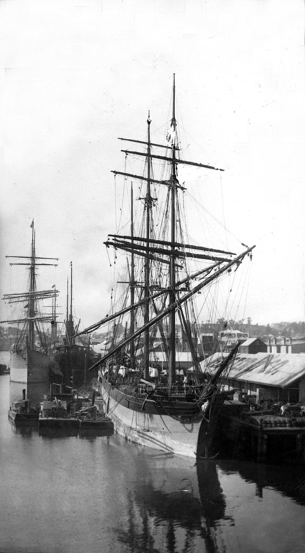 The iron barque ALLIANCE 993 tons, alongside in Brisbane River ; P_OM_B ...