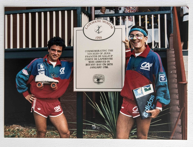 Colour photograph of two men in sports team uniforms at La Perouse ...