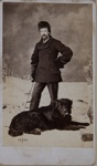 [Studio portrait of a man standing with a dog at his feet]; Parks, J.G.; ca. 1880; 1975:0031:0409