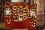 Painted Wood Backdrop Triptych Form With Plaster Virgin and Plastic Flowers, Shrine of Guadalupe; Oettinger, Marion; 1989; 2009:0058:0008