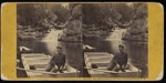 The Philosopher of the Pool [a stereograph of a man lounging in a small wooden boat, with a waterfall in the background.]; John P. Soule; ca. 1860; 1975:0025:0578
