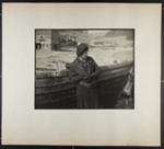 [woman leaning against wooden boat on beach]; Hahn, Alta Ruth; ca.1930; 1982:0020:0024 