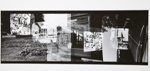 [Untitled, multiple images of a man on a tv overlapping buildings and nature photos]; Wells, Alice; 1967; 1972:0287:0248