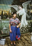 Young Woman and Angel Backdrop, Chimaltenango, Guatemala; Parker, Ann; ca. 1973; 2009:0056:0003 Young Woman and Angel Backdrop, Chimaltenango, Guatemala; Parker, Ann; ca. 1973; 2009:0056:0003