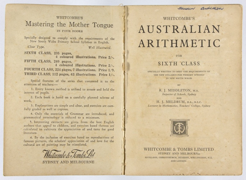 Book, Whitcombe's Australian Arithmetic; Whitcombe & Tombs Ltd