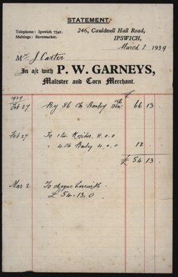 Farm account book; Jack Carter; 1936-1949; STMEA:2005-25a