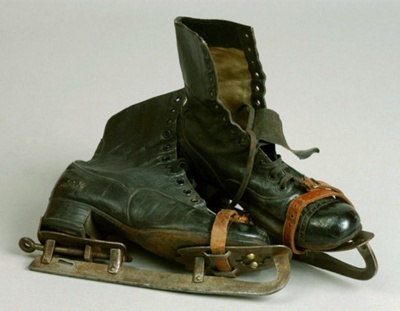 Ice skating boots and skates; c.1920; STMEA:1984.23a - Museum of East