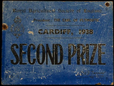 Certificate; Royal Agricultural Society of England; 1938; STMEA:1991-9-16