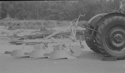 Glass negative, Fordson major with mounted plough.; STMEA:A.6576