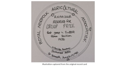 Rosette; Royal Norfolk Agricultural Association; 1926; STMEA:1987-34.159
