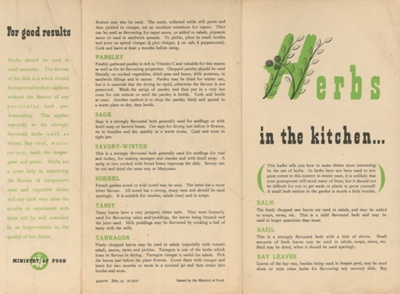 Recipe; Ministry of Food; 1943; STMEA:R.L.4878