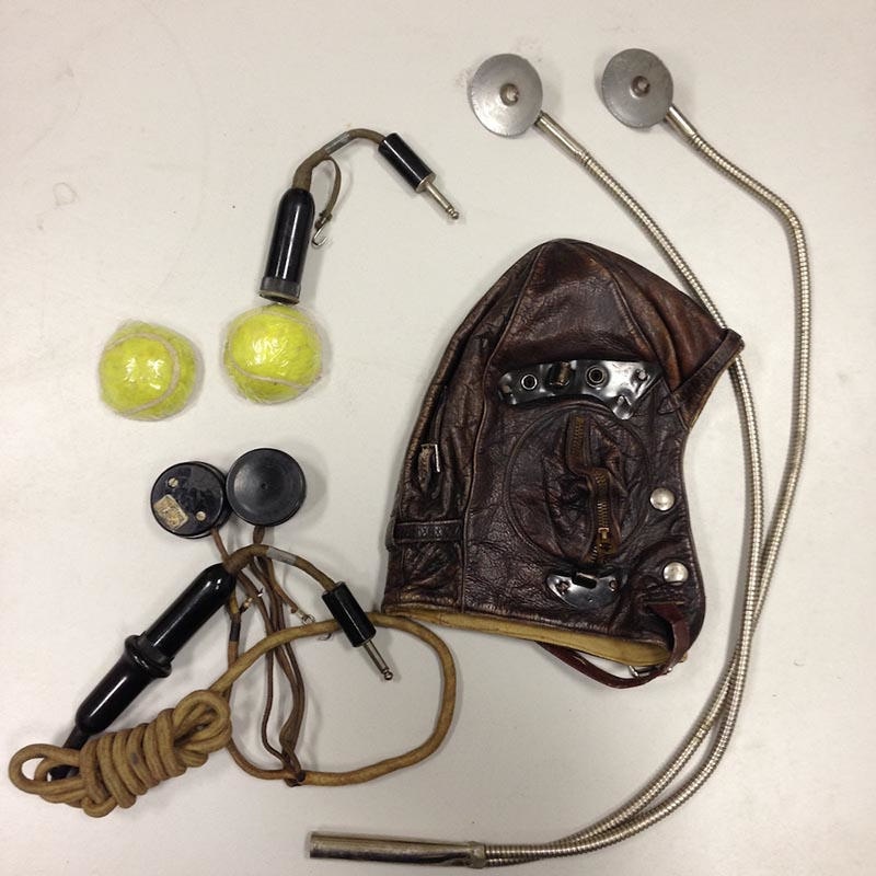 Leather Flying Helmet with Gosport Tubes; unknown; 1942; TAM2014