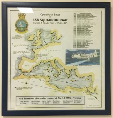 Framed Poster - Operational Bases of 458 Squadron RAAF, Europe & Middle ...