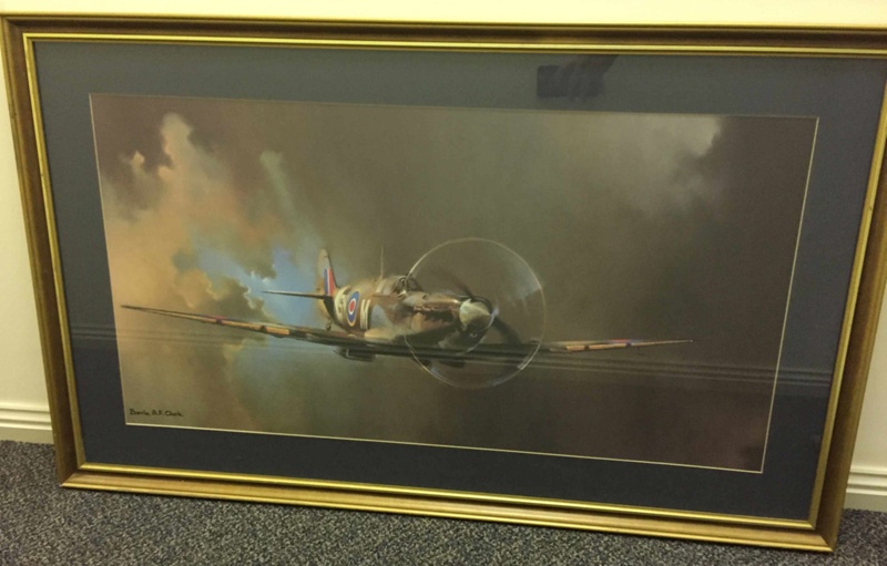 Framed Painting of Spitfire SNM; Barrie A.F. Clark; TAM2017.114