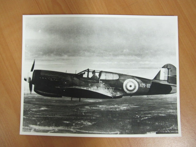 P40e1 An aerial photograph of Curtiss P-40E-1 Kittyhawk, A29-82.; TAM2013.34 ...
