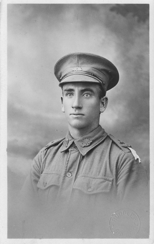 Real photo postcard of a portrait of Pte William McLaren of Hughenden ...