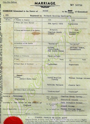 Certificate Of Marriage; Births, Deaths & Marriages; 08/04/1885; 2019 ...