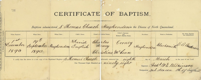 Certificate of Baptism 08/03/1898 2019 580 eHive Certificate of Baptism 08/03/1898 2019 580 eHive