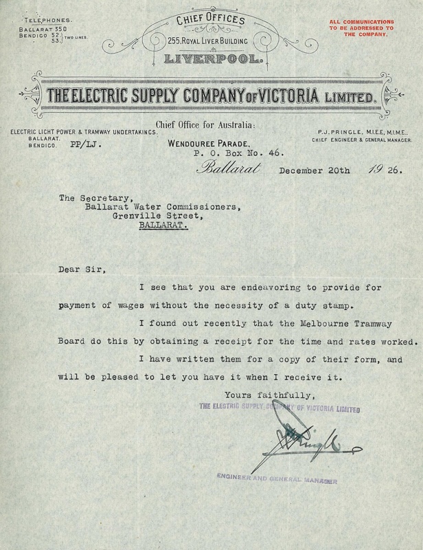 The Electric Supply Company Of Victoria Limited December 20th 1926