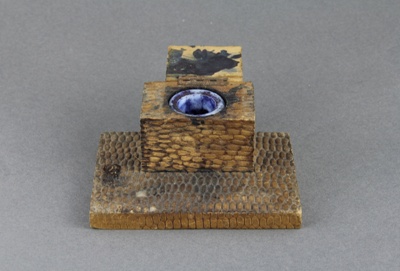 Inkwell and wooden holder; Cameron, Ewan; 1950-1960; MT2012.48.1