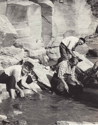 Photograph [Three Men Panning for Gold]; unknown photographer; 1930s; MT2011.185.246