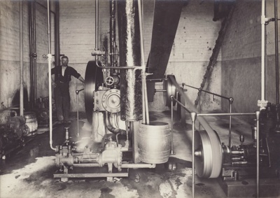 Photograph, 6 of 19, Mataura Dairy Factory Album [Belt Drive Engine]; unknown photographer; 1927; MT2012.139.6
