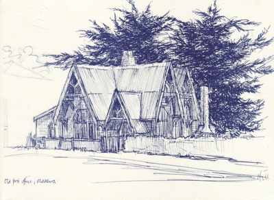 Artwork [Sketch of First Mataura Post Office]; Hill; 1960-1968; MT2016.12.1