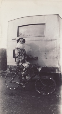 Photograph [Clown on Decorated Bicycle]; unknown photographer; 06.06.1953; MT2011.185.322