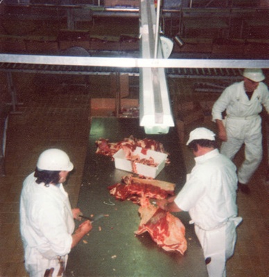 Photograph [Beef Boning Table, Mataura Freezing Works]; Green,Trevor; 1978; MT2013.2.13