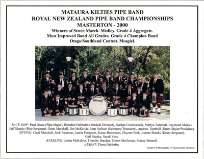 Photograph [Mataura Kilties Pipe Band 2000]; Donald Yee Photography; 2000; MT2014.36.32 