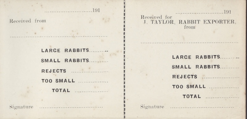 book receipt book mataura rabbit export factory unknown maker 1910s mt2012