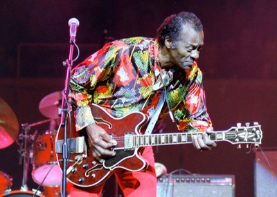 CHUCK BERRY ON STAGE AT FAIRFIELD HALLS CROYDON 10th NOV 1992 - PHOTO BY PETER BOXELL; NOV 1992; 199211HA