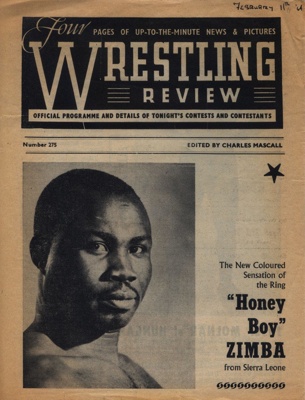 PROGRAMME WRESTLING NEW HONEY BOY ZIMBA; FEB 1964; 196402BC