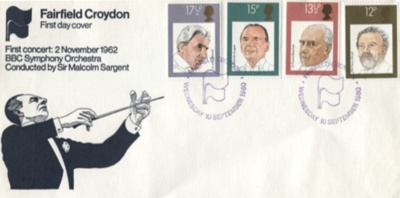 FIRST CONCERT BBC SYMPHONY ORCHESTRA FIRST DAY COVER ENVELOPE CONDUCTORS; SEP 1990; 199009LY