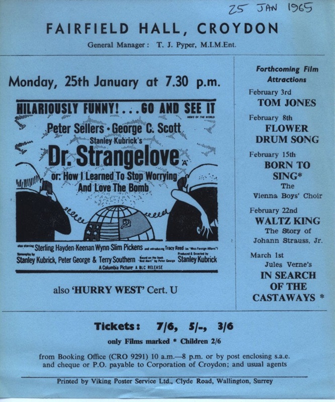 FLYER FILM DR STRANGELOVE; JAN 1965; 196501BI | eHive