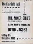 ACKER BILK DAVY KEIR DAVID JACOBS JAZZ CROYDON JAZZ CLUB; NOV 1962; 196211CN