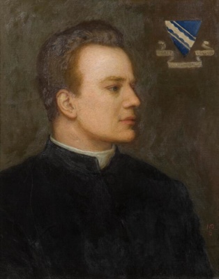 oil painting Dr Adrian Fortesque. Fr Adrian Fortescue was Letchworth's first RC priest and cousin of Charles Spooner (1862-1938). The artist Minnie Dibdin Spooner, known as Dinah, was married t... oil painting Dr Adrian Fortesque. Fr Adrian Fortescue was Letchworth's first RC priest and cousin of Charles Spooner (1862-1938). The artist Minnie Dibdin Spooner, known as Dinah, was married t...