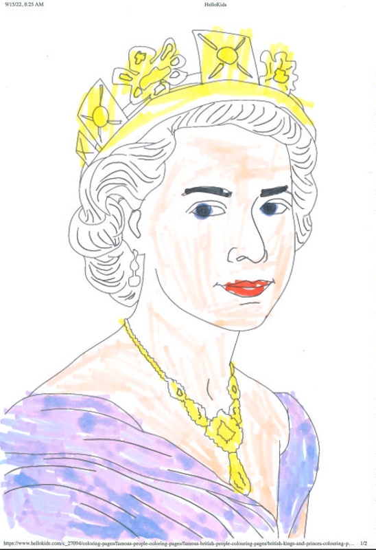 Colouring of Queen Elizabeth II; 2022-09-15 ; 2023.211.11 | eHive