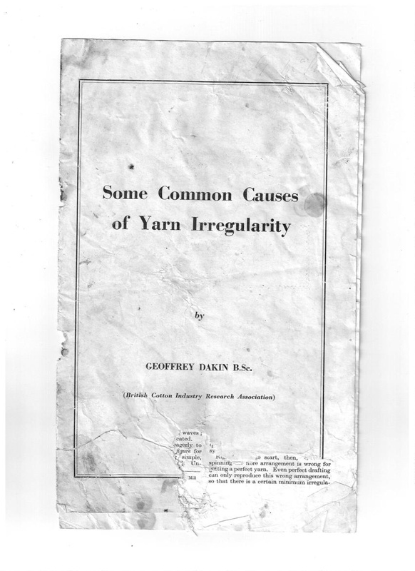 Booklet, Yarn Irregularity.; Geoffrey Dakin; P457 eHive