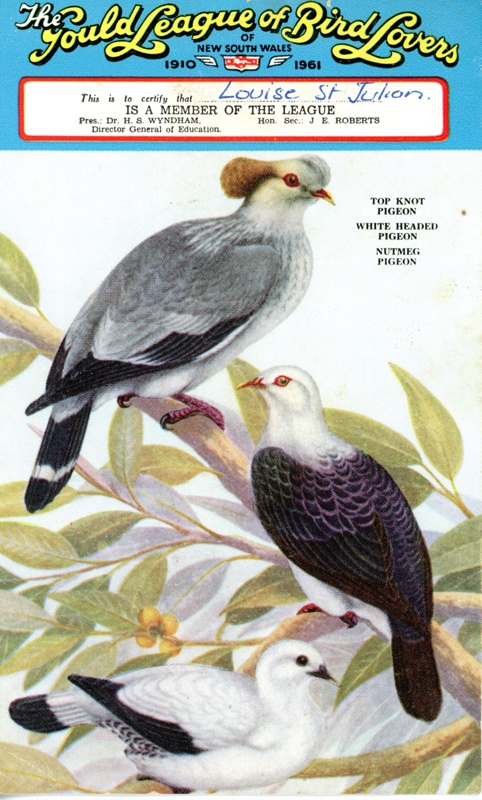 Gould League Of Bird Lovers Of NSW Membership Certificate; Gould League ...