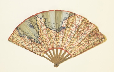 Cinzano Advertising Fan (No. 2) - displaying a map of Normandy; c. 1920; LDFAN2019.12