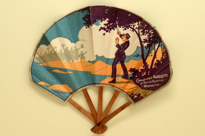 Advertising fan for Chaussures Augusto, Marseille; Eventails Chambrelent; LDFAN2011.46
