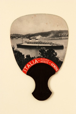 Advertising fan for Crociere, Mediterranean Cruises; 1933; LDFAN2007.45