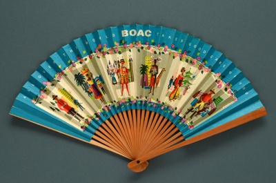 Folding fan advertising British Overseas Airways Corporation (BOAC) - Speedbird; Adelman, K. M; c. 1950s; LDFAN1995.48
