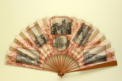 Folding fan depicting points of interest in Hastings, England; c.1890; LDFAN2011.43