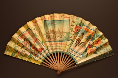 Folding fan advertising Chemins de Fer de l'Ouest; Ganné, J; 1898; LDFAN2003.411.HA