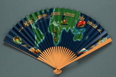 Folding fan advertising British Overseas Airways Corporation (BOAC) ; 1960s; LDFAN1991.37
