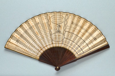 Wooden folding fan with printed paper leaf - Fanology 1797; LDFAN2014.162